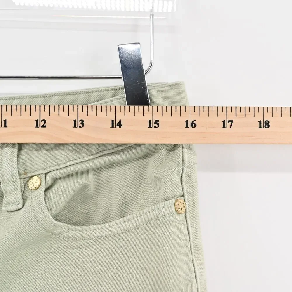 Tory‎ Burch Jeans Womens Size 28 Alexa Cropped Skinny Leg Green Mid Rise Denim